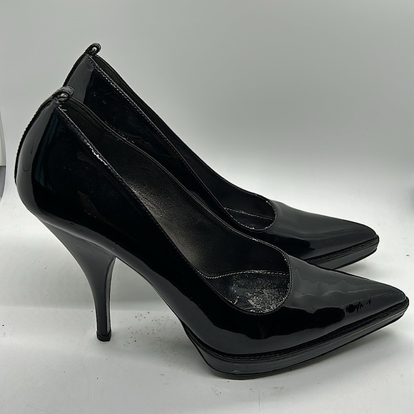 Prada Authenticated Black Patent Leather Stiletto Heel Shoes **Sz 38/US Size 8** - Picture 5 of 14